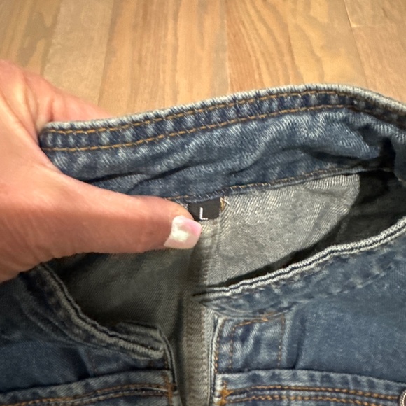 Military-Inspired Dark Blue Denim Jacket with Decorative Buttons - Picture 2 of 6